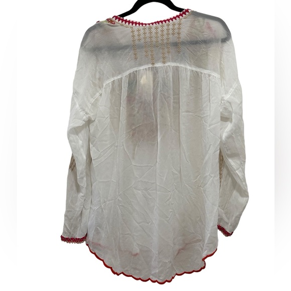 Johnny Was White Multi Floral Embroidered tunic Sz M - Picture 6 of 8